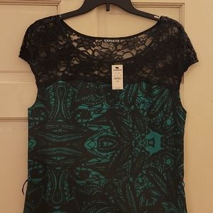 Express black and green dress, S